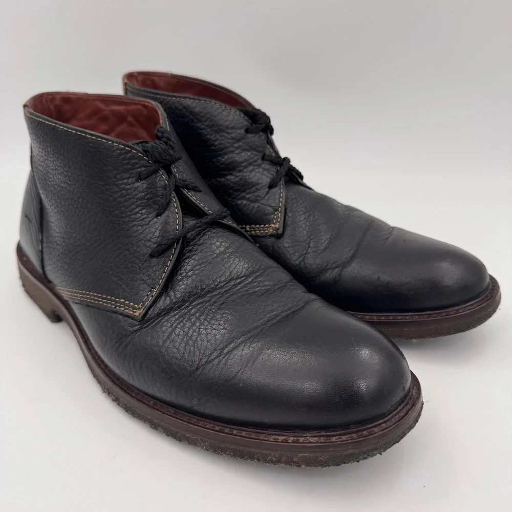 Johnston & Murphy Black Leather Copeland Chukka Boots Memory Foam Size 9M